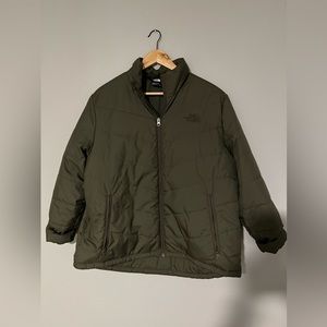 Green North Face Puffer Full Zip Jacket